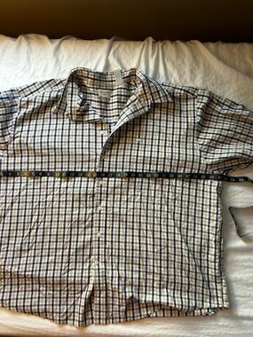 Dockers Men's Yellow and Navy Check Button-Down Shirt